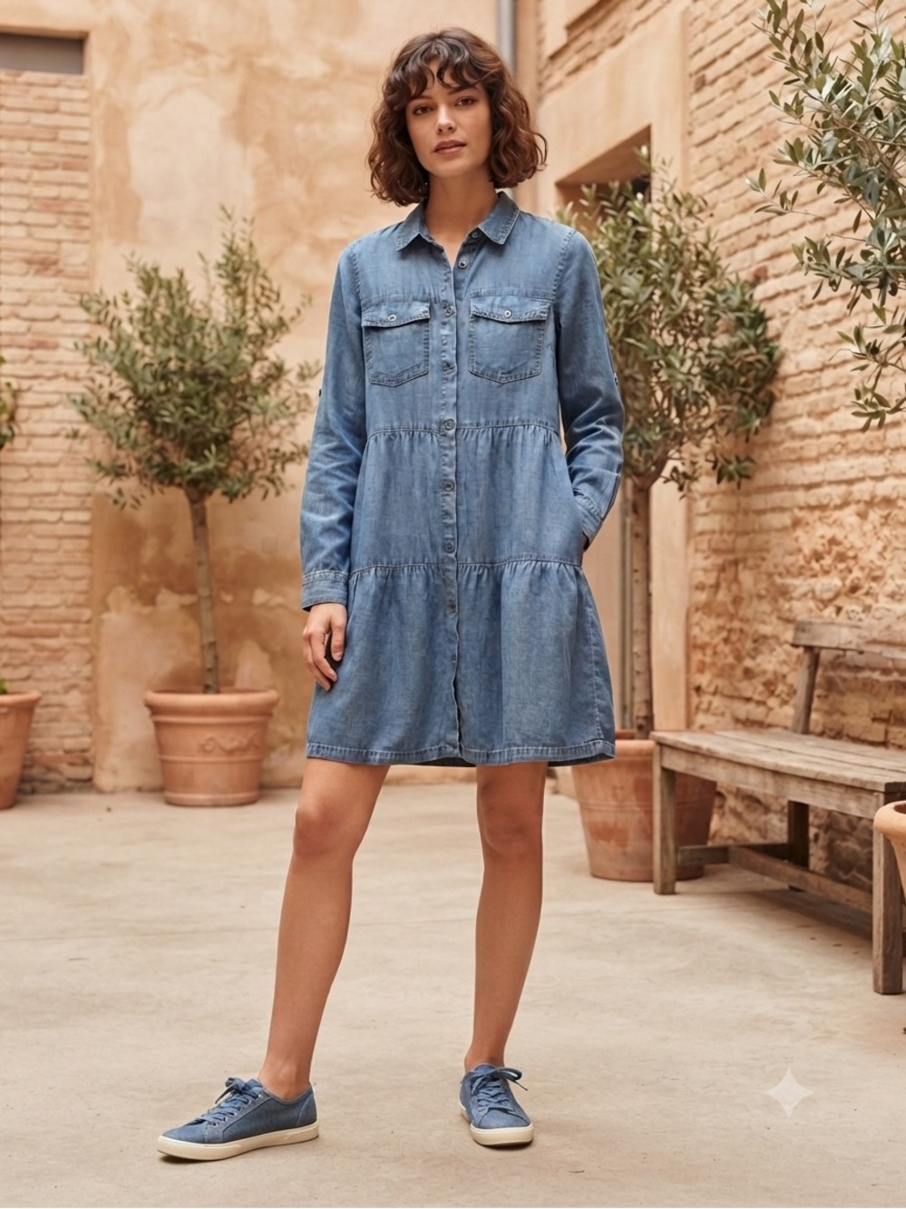 Velvet Heart Denim Tencel Shirt Dress